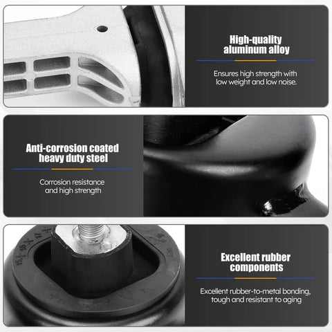 Beefed-Up Engine And Transmission Mount Kit For Hyundai Elantra 1.8L 2011-2016, made of aluminum, steel, and rubber components.