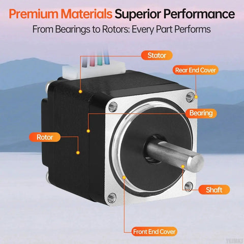 Diagram of Nema 11 Stepper Motor 2 Phase 1 8 Degree High Torque Bipolar 23mm Frame With 0.4A 19 Ohm 4 Wire Coil showing labeled parts.