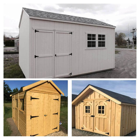 2 Inch T Strap Hinges Six Pack Heavy Duty Black Carbon Steel With Screws installed on wooden shed doors
