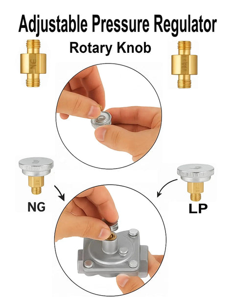 Half Inch Gas Pressure Regulator For Natural Gas And LPG Interchange With Inlet And Outlet One Half Inch NPT Includes Two Brass One Half Inch NPT Adapters Compatible With Stoves Water Heaters And Barbecue Grills Easy Install Durable Brass