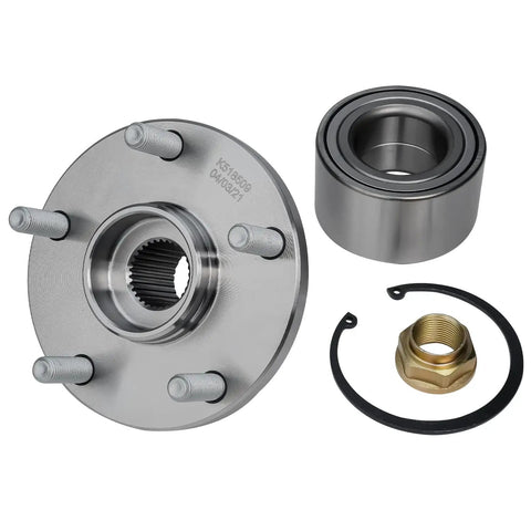 Two Front Wheel Bearing Hubs Replacement For 1992 Through 2003 Toyota Camry Sienna Avalon Solara And Lexus ES300 RX300 Direct Fit Durable Hub Assembly With Smooth Performance And Easy Installation showing parts and accessories in a kit.