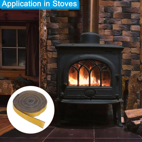 PATIKIL wood stove gasket tape, graphite fiberglass, self-adhesive yellow roll for stove doors