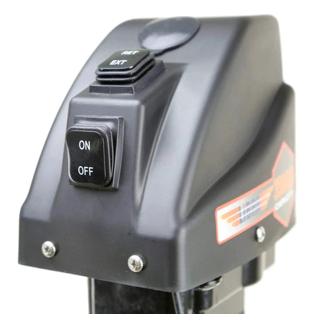 Close-up of the control panel on an Electric A-Frame Tongue Jack 3500 Pounds For Trailers And Campers