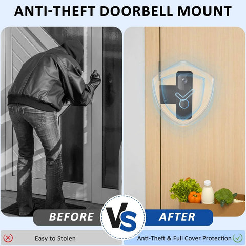 Before and after of Anti Theft Doorbell Mount No Drill Easy Install Mounting Bracket For Video Doorbell Camera