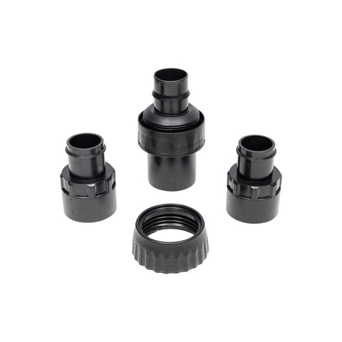 Essential accessories for 12 Foot Vacuum Hose With 1.5 Inch Connector, black connectors and rings for wet dry vacuums.