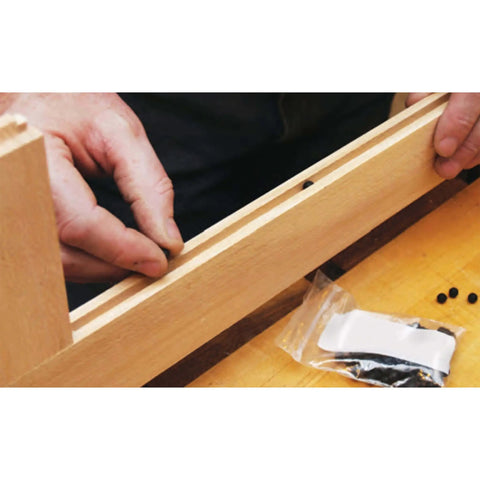 Installing Cabinet Door Spacers Set For One Quarter Inch Grooves, Rubber Ball Stabilizers For Raised Panel Cabinets