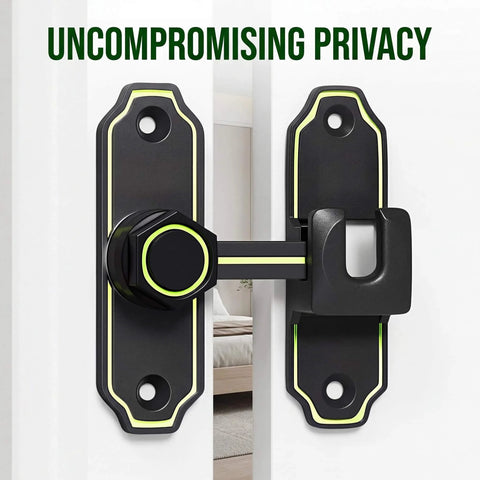 Glow In The Dark Barn Door Lock With 90 Degree Flip Latch, Safety Bolt For Sliding Doors In Bathroom Garden Garage And Pet Cage, Luminous Hardware Black 1 Pack