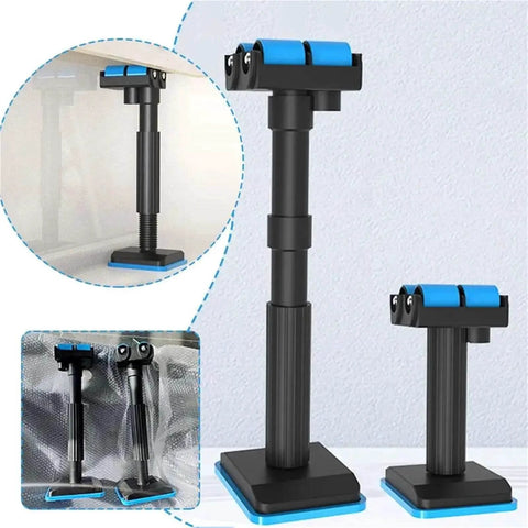 Two Piece Adjustable Support Poles For Bathroom Cabinet Installation And Door Lifting Labor Saving Woodworking Tools in black and blue
