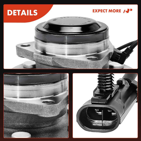 Close-up of Front Wheel Bearing And Hub Assembly With Abs For 1999 To 2013 Chevy GMC Cadillac Six Lug Two Wheel Drive.