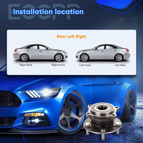 Rear Wheel Hub Bearing Assembly 512382 For Mitsubishi Lancer Outlander Sport RVR 2007 To 2015 5 Lug With ABS shown with car installation locations