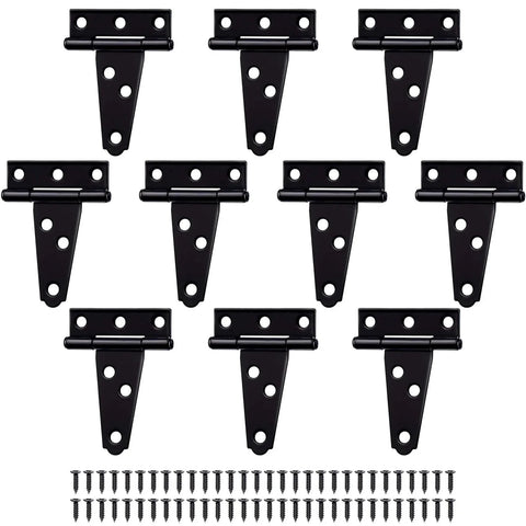 10 Pack 2 Inch Matte Black T Strap Shed Hinges For Barn Doors And Gates Heavy Duty Strap Hinges Set With 60 Screws Included