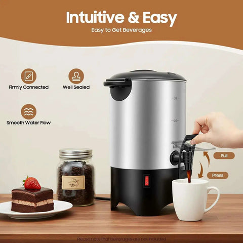 5.2L Heavy Duty Large Capacity Commercial Coffee Urn With Quick Brew For Offices, Catering And Churches, 30-Cup Percolator shown