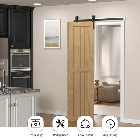 52 Inch Bi Folding Sliding Barn Door Hardware Kit Heavy Duty Track Roller System For Up To 24 Inch By 2 Doors installed in kitchen
