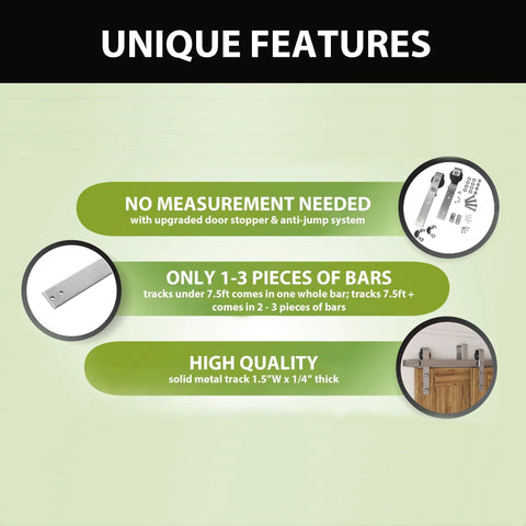 Unique features of Brushed Nickel Double Track U Shape Bypass Sliding Barn Door Hardware Kit For Four Doors 8ft Flat Track
