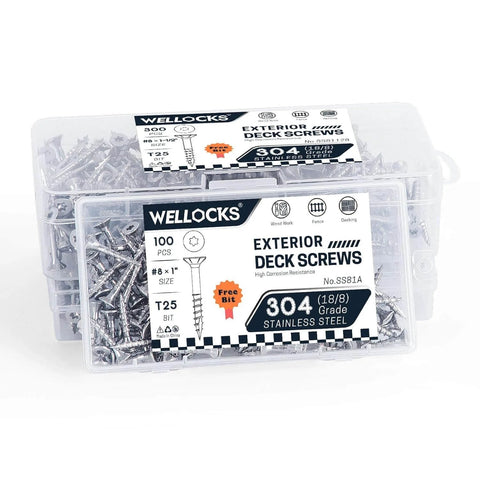 Heavy Duty Stainless Steel Deck Screws For Outdoor Wood Projects Built To Last, 304 Grade, Eight By One And A Half Inch Size