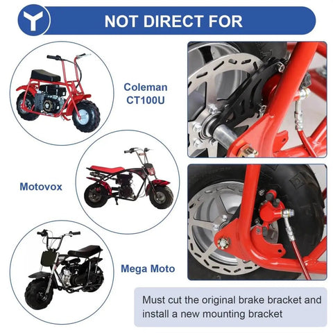 Comparison of mini bikes not directly compatible with Mini Bike Hydraulic Disc Brake Caliper Kit Replacement For Baja Doodle Bug DB30