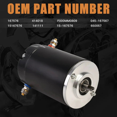 RV Hydraulic Pump Motor 12V For Lippert Leveling F000MM0809 in black casing with visible connectors and OEM numbers