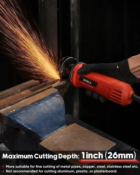 3 Inch High Speed Cut Off Tool With 3.5 Amp Motor And 24000 RPM Metal Cutter in action cutting steel with sparks