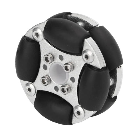 Double Aluminum Omni Wheel Set For Robotics Projects And Competitions With 360 Degree Rotation, pro-grade anti-slip nylon tread.