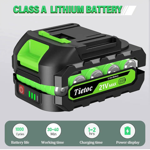 Black and green lithium battery for Mini Electric Chainsaw 6 Inch Cordless Handheld Saw With 880 Watt Motor Auto Oiler