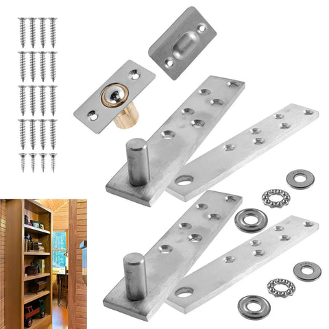 Heavy Duty Door Pivot Hinges 2 Pack For Wood Doors Up To 300 Lb With 360 Degree Hidden Rotation Ideal For Secret Compartments In Bookcases Cabinets Drawers And Furniture