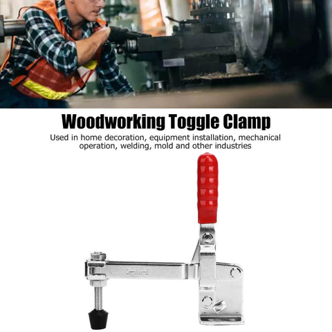 Two-Piece Long Arm Push Pull Toggle Clamp Set For Welding And Woodworking Jigs And Fixtures With Quick Release Lever shown in front view