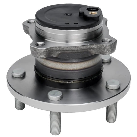 Close-up of a rear hub assembly from the Beefed Up Front And Rear Wheel Bearing Hub Kit For Mazda 3 2005 To 2013 And Mazda 5 2006 To 2013.