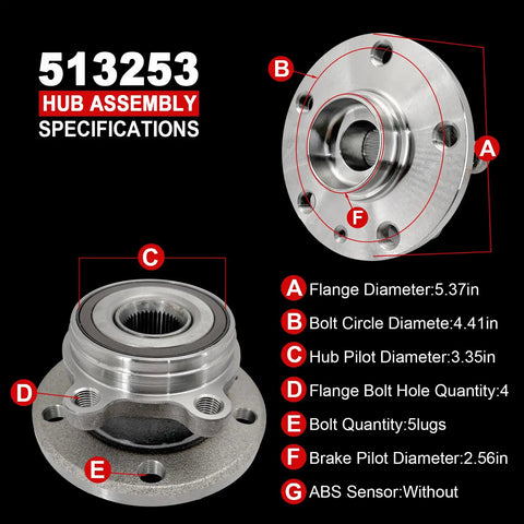 Audi Front Wheel Bearing Hub Assembly For A3 Q3 TT Golf GTI Jetta Passat Beetle CC EOS Rabbit Tiguan 06 22 5 Lug With ABS FWD AWD Top Notch Replacement specifications