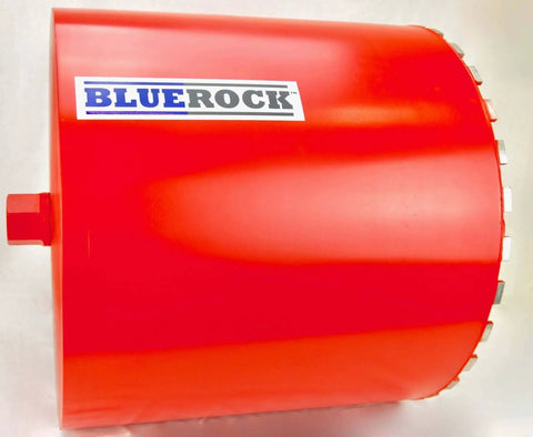 Side view of 18 Inch Diamond Wet Core Drill Bit With 1-1/4 Inch Female Threads For Concrete Rebar Asphalt Brick Rock Masonry Hole Barrel Coring Ideal For Large Diameter Core Drilling BLUEROCK Tools