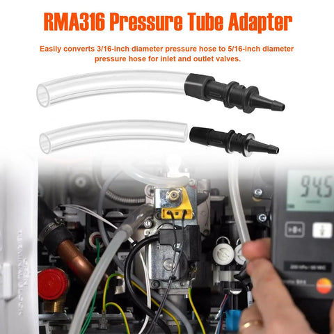 Amazon RMA316 Pressure Tube Adapter, 2 pcs, clear hoses with black 3/16 to 5/16 inch fittings