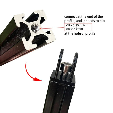 Black 2 Sets 3030 Aluminum Extrusion Pivot Hinge Swivel Degree Angle Bracket With Handle, threaded connection detail