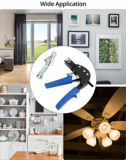 Hollow Wall Anchor Setting Tool With Non Slip Rubber Grip And Safety Slip Guard Durable Metal Construction For Precise Cavity Wall Fixings Installation Across Pro And DIY Projects For Home And Workshop Use shown in various home applications.