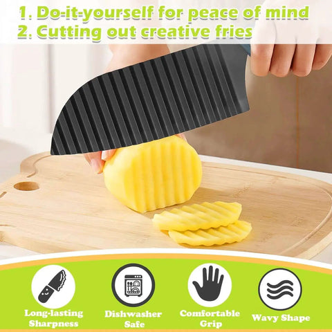 Crinkle Cutter Wavy Slicer For Veggies And Potatoes French Fry Cutter Stainless Steel Potato Slicer Chopper with zigzag slices