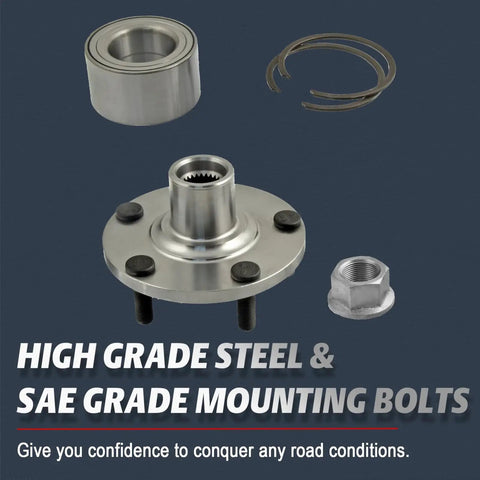 Components of Front Wheel Bearing And Hub Assembly Pair For 2000 To 2008 Nissan Maxima, 2002 To 2006 Nissan Altima, 2005 To 2006 Nissan X Trail