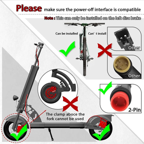 BUCKLOS eBike hydraulic disc brake set with 180mm rotors, 2-piston, left power-off, right 1800mm aluminum lever
