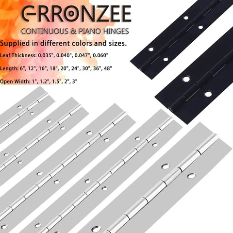 48 Inch 304 Stainless Steel Piano Hinge With Holes Heavy Duty Continuous Hinge For Cabinets Boats Marine Doors 0.04 Inch Leaf Thickness