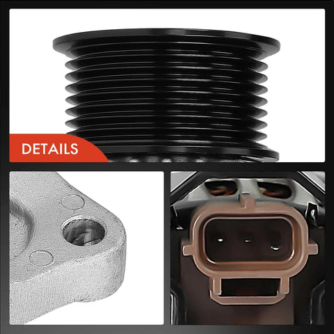 Close-up details of Alternator For Ford Super Duty F Series 2011-2016 6.7L V8 12V 150A With 8 Groove Pulley Clockwise