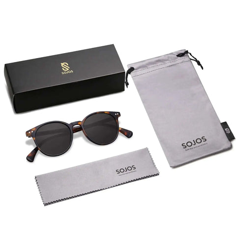 Small Round Polarized Sunglasses For Women And Men, Vintage Style UV400 Lenses, Lightweight Polycarbonate Frame In Tortoise And Grey