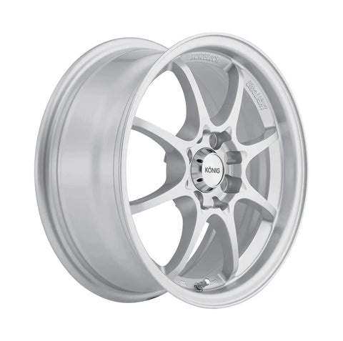 Helium Silver Alloy Wheel 15x6.5 Inch 4x100mm Bolt Pattern Lightweight Flow Formed Aluminum Eight Spoke Design by Konig
