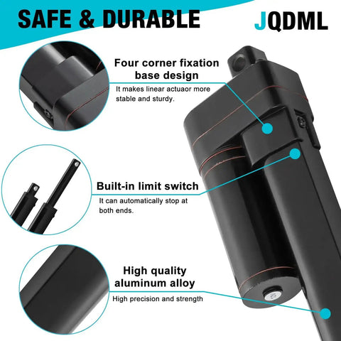 Six Inch High Speed Linear Actuator With Travel Rate Of 1.34 Inches Per Second At 12 Volts Waterproof IP65, features shown.