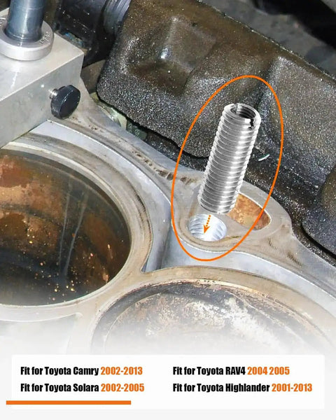 Upgrade Head Bolt Thread Inserts Kit M11 X 1.5 For Toyota Camry 2002-2013 Solara RAV4 Highlander 2AZFE Engine shown installed