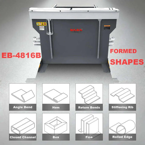 Pro Grade 48 Inch Magnetic Box And Pan Sheet Metal Brake With 6 Ton 16 Gauge Capacity 0.06 Inch 220V, diagrams of formed shapes