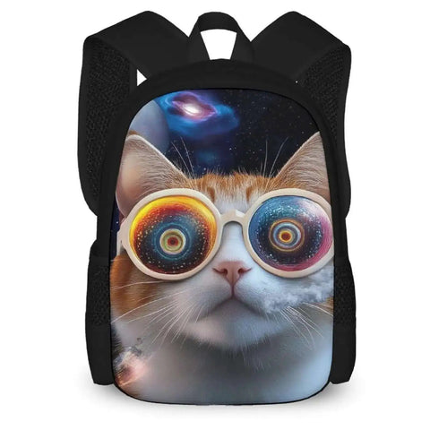 Roomy College Laptop Backpack With Dope Galaxy Space Cat Design Fits 15 Inch Notebook Durable Oxford Fabric For School Work Travel Gym