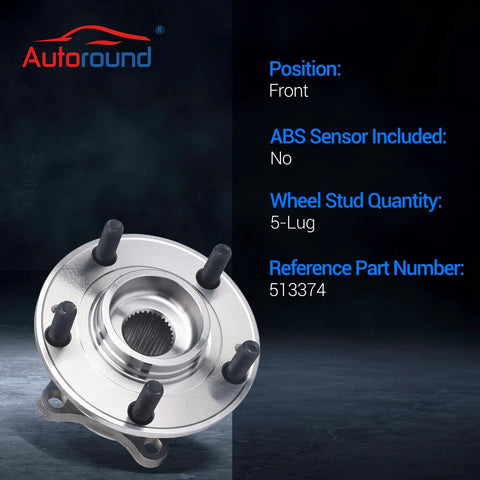 Front Wheel Bearing And Hub Assembly 5 Lug 513374 Direct Fit Compatible With Hyundai Sonata 2015 2019 Tucson 2016 2021 Veloster N