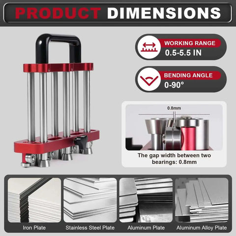 Three Station Sheet Metal Bender Edge Roller For Standing Seam Roofing Tools with 0-90 degrees bending range, aluminum body.