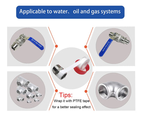 POTONZ 1-inch NPT male-to-male hex nipple fittings, 304 stainless steel, pack of 2 with PTFE tape