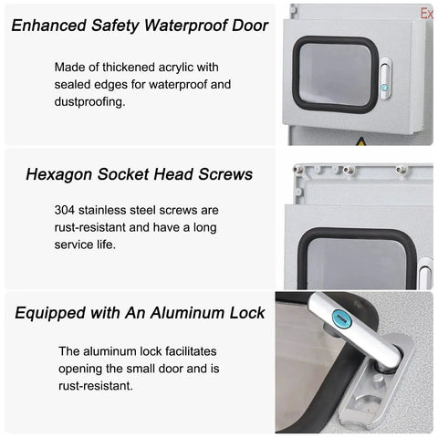 Heavy Duty Outdoor Explosion Proof Junction Box With IP66 Waterproof Rating, Viewing Window, Lockable Door, Cast Aluminum Enclosure