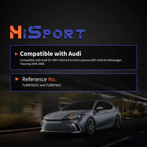 HiSport brake pad wear sensor front & rear kit banner; compatible with Audi Q7, Cayenne, Touareg; silver sedan