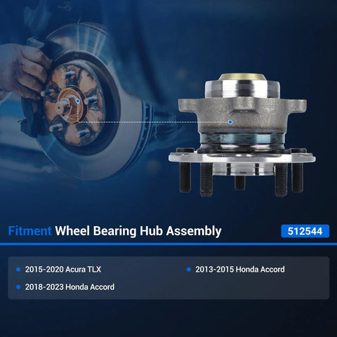 Rear Wheel Bearing Hub Assembly For Honda Accord 2013-2015 And 2018-2023, Acura TLX 2015-2020, 5 Lug Pair shown in detail.