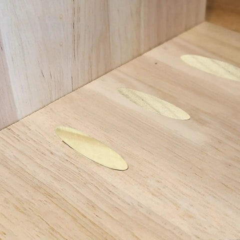 Solid Wood Pocket Hole Plugs Set Pine Wood Plugs installed in wooden surface for seamless finishes